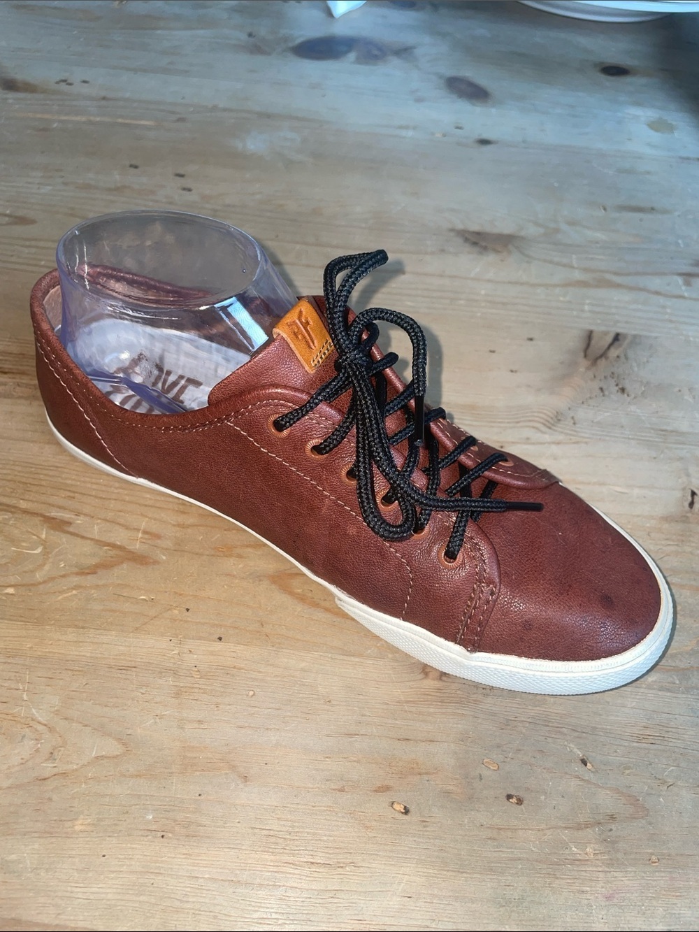 FRYE Men's Low Lace Leather Cognac Casual Popular Sneakers -